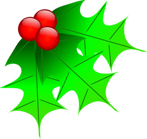 Red and green holly clipart vector.