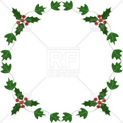 Holly and ivy yule round frame Vector Image.