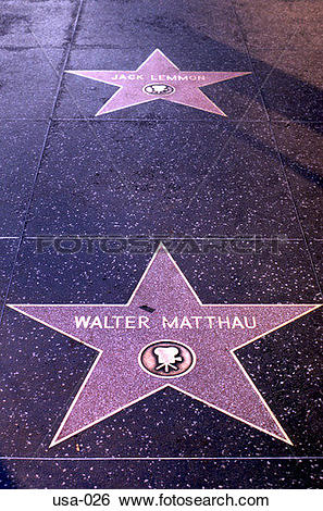 Stock Images of Walter Matthau Hollywood Boulevard Los Angeles usa.