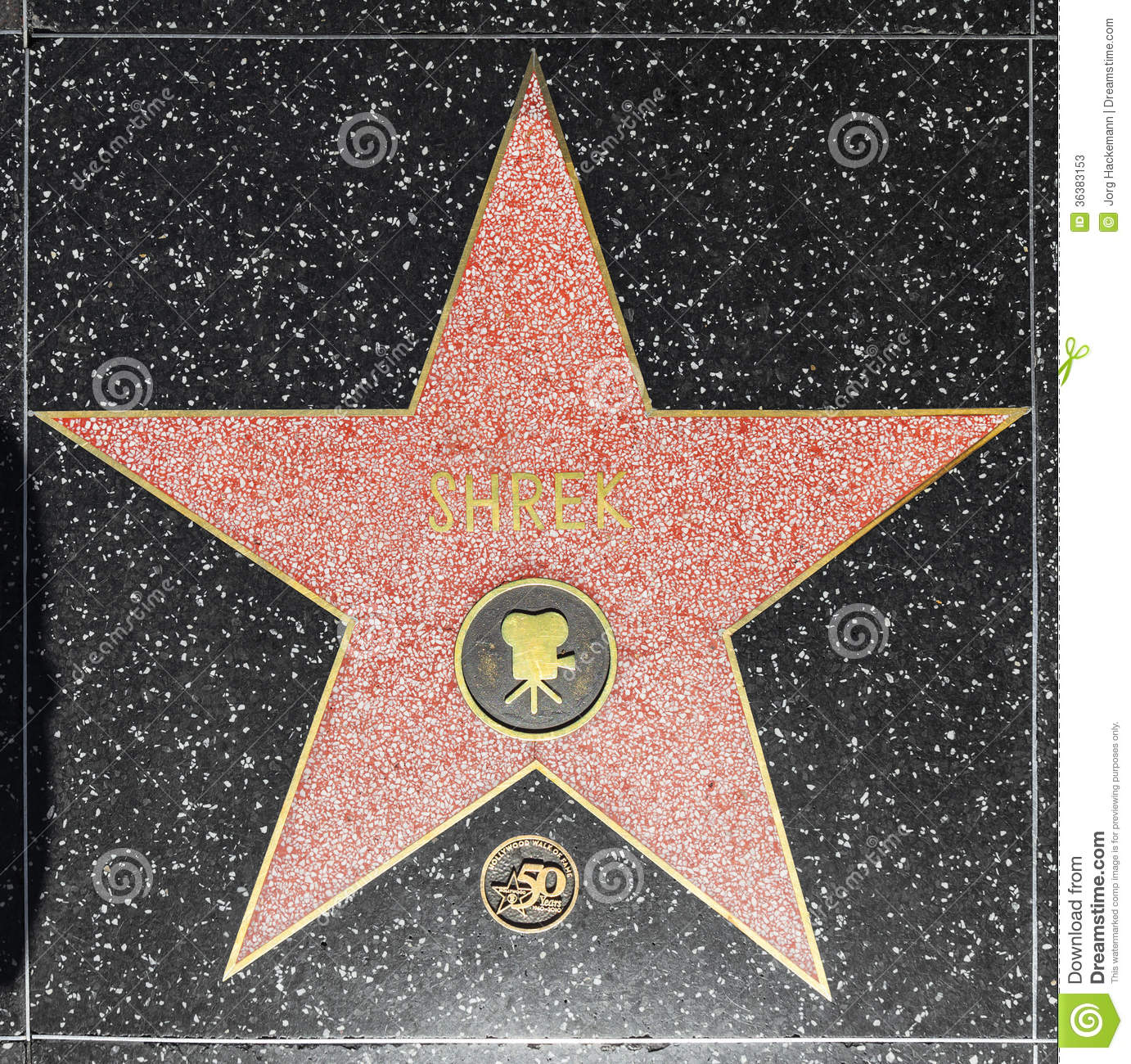 Shrek's Star On The Hollywood Walk Of Fame In Los Angeles.