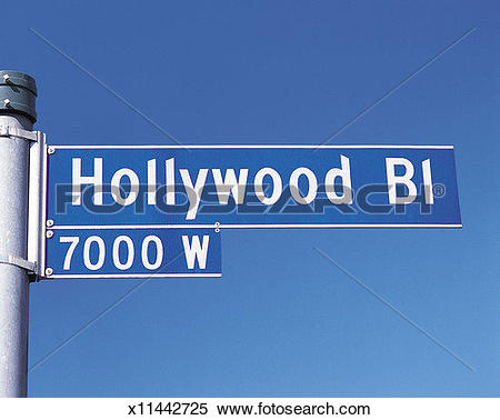 Stock Image of Street sign for Hollywood Boulevard, Los Angeles.