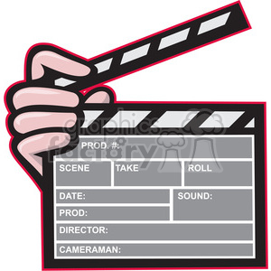 movie clapboard front hand clipart. Royalty.