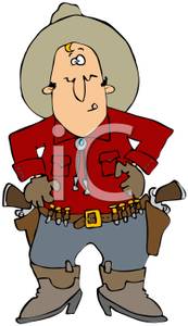 A Cowboy Wearing a Holster with Guns.