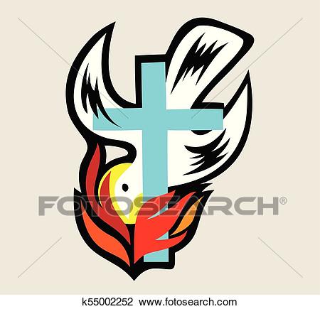 Holy spirit Fire with Cross Clipart.