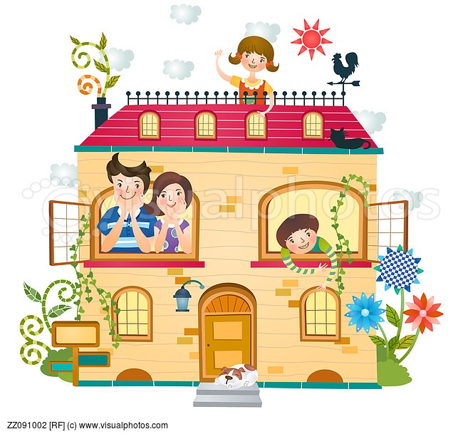 Happy Family At Home Clipart.