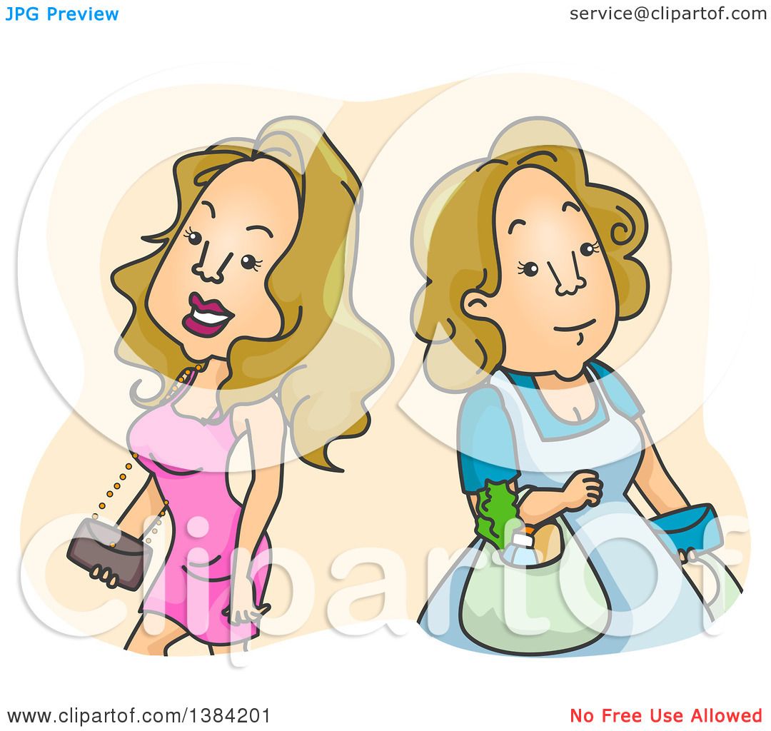 Clipart of Blond White Women Shown As Fashionable and Sexy and.