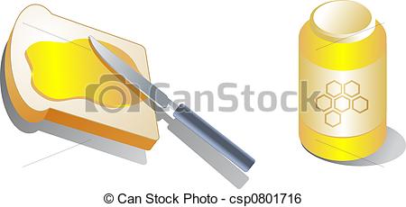 Stock Illustration of Bread with spread honey Isometric 3d.