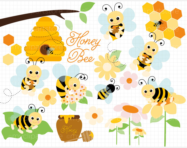 Honey bees clip art.