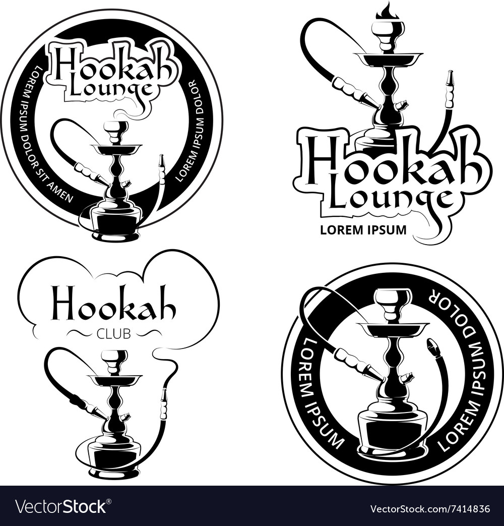 Hookah labels logos and emblems set for.