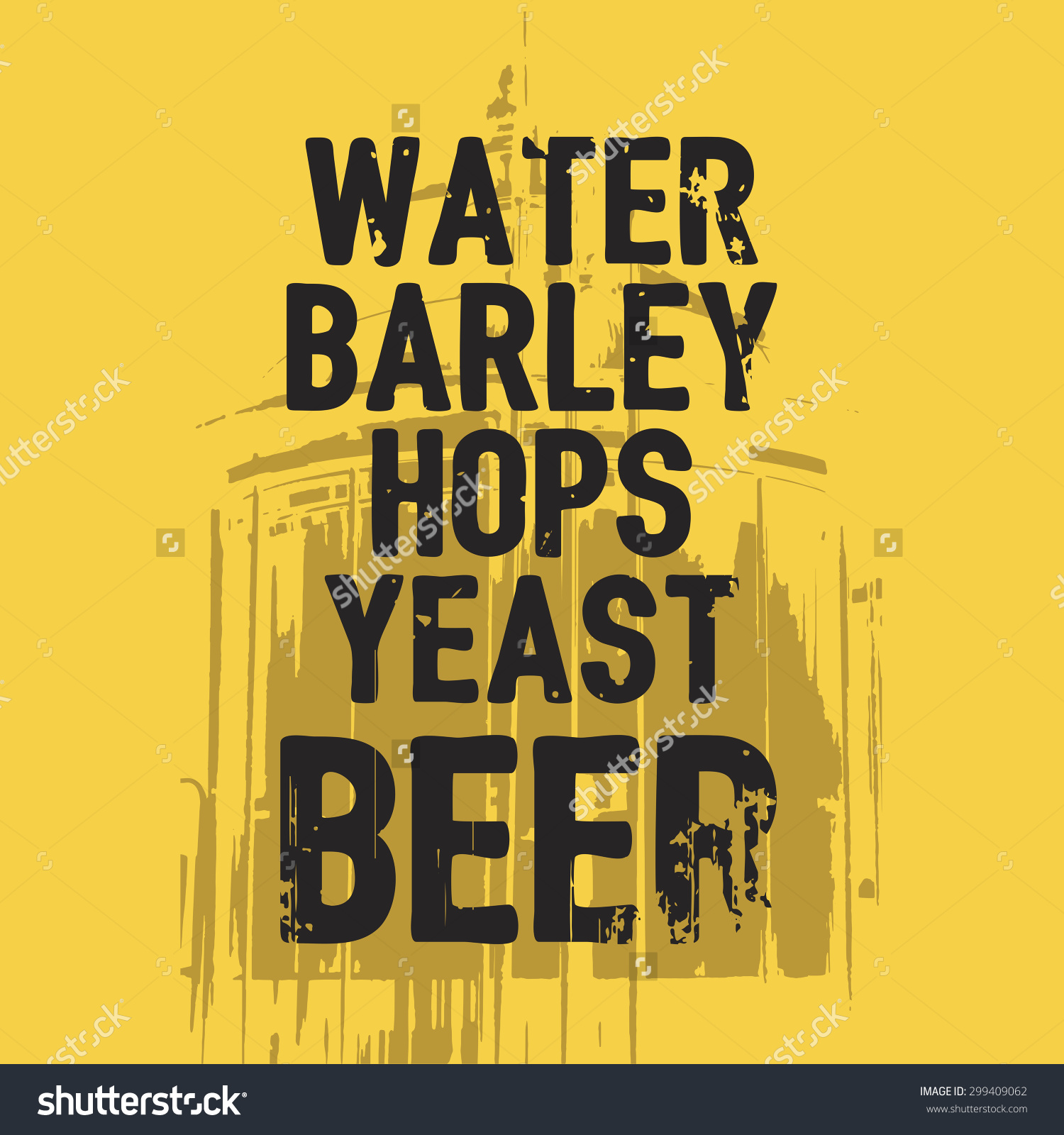 Beer Water Barley Hops Yeast Quote Stock Vector 299409062.