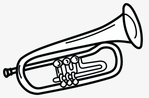 Free Trumpet Black And White Clip Art with No Background.