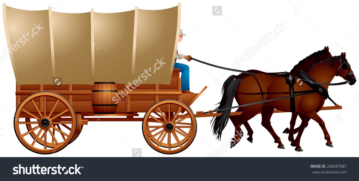 Horse And Covered Wagon Clipart.
