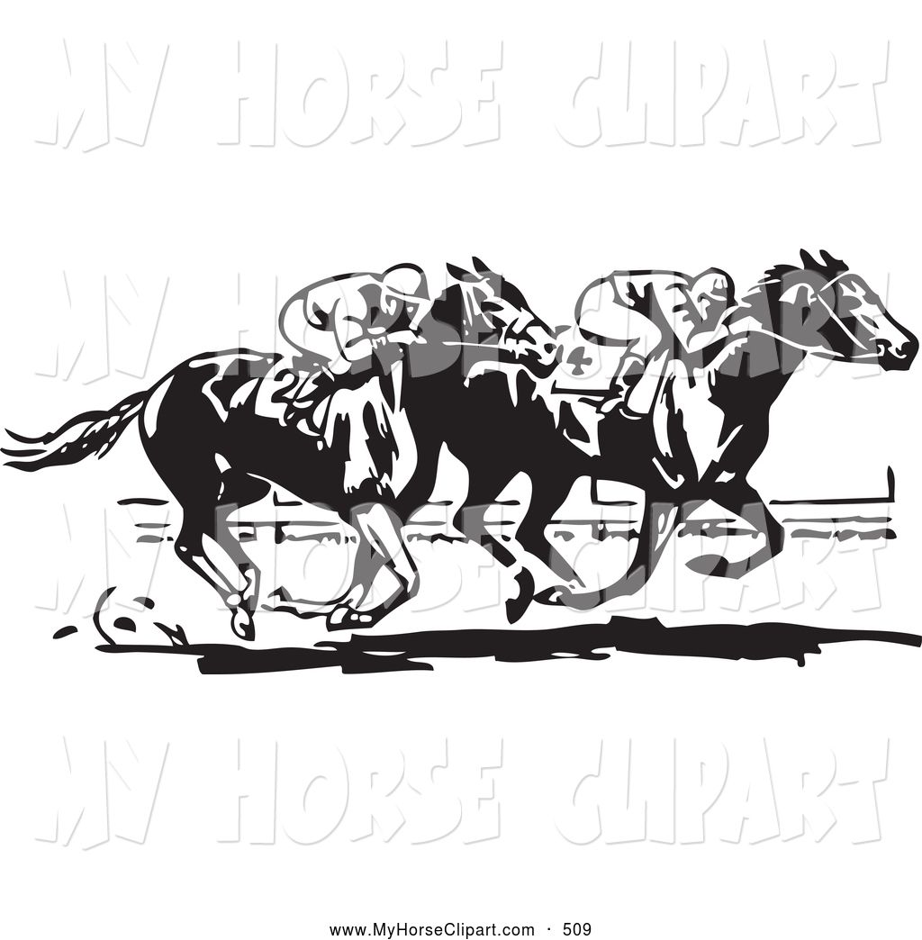 Race Horse Silhouette Clip Art Royalty Free Black And White Stock.