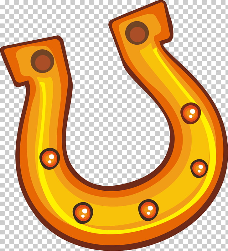 Horseshoe Cartoon, Yellow cartoon horseshoe PNG clipart.