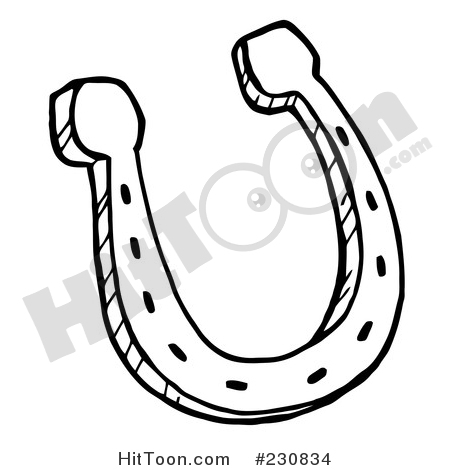 Horseshoe Clipart #230834: Coloring Page Outline of a Single Metal.