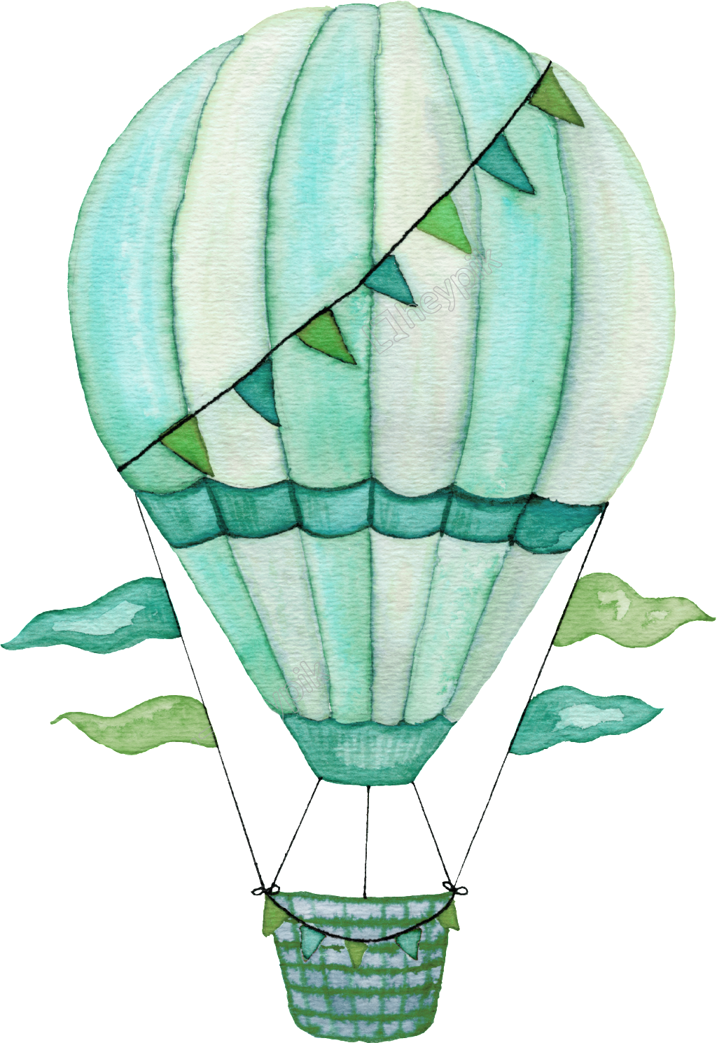 Hot Air Balloons Clipart Png Cute Watercolor Bunny Clip Art Etsy | My ...
