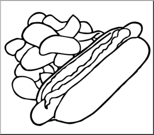 Clip Art: Hot Dog & Chips B&W I abcteach.com.
