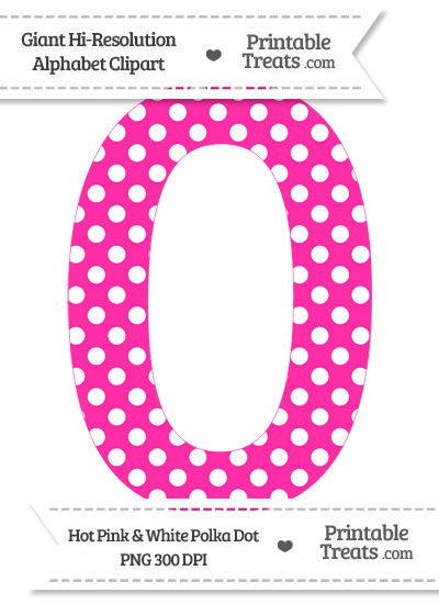 Hot Pink Polka Dot Number 0 Clipart — Printable Treats.com.