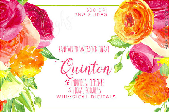 Quinton Floral watercolor clipart.