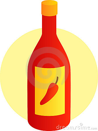 Red hot chili sauce bottle.