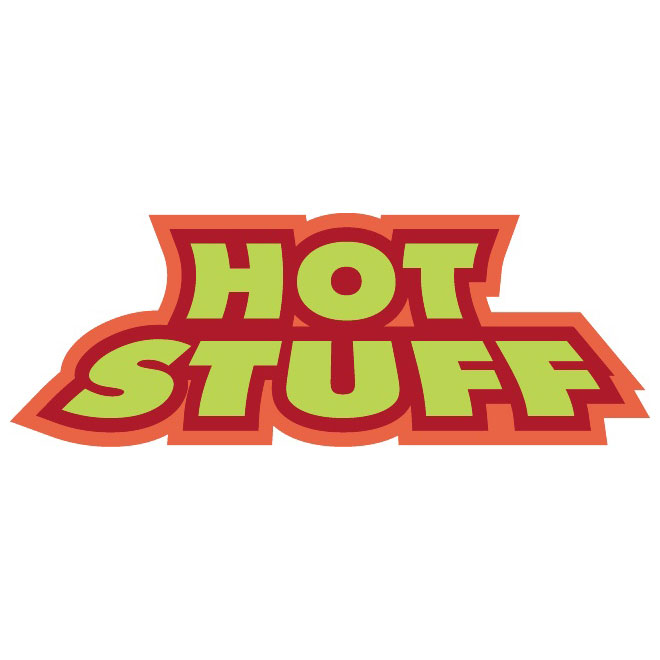 Hot Stuff Sticker Free Vector.