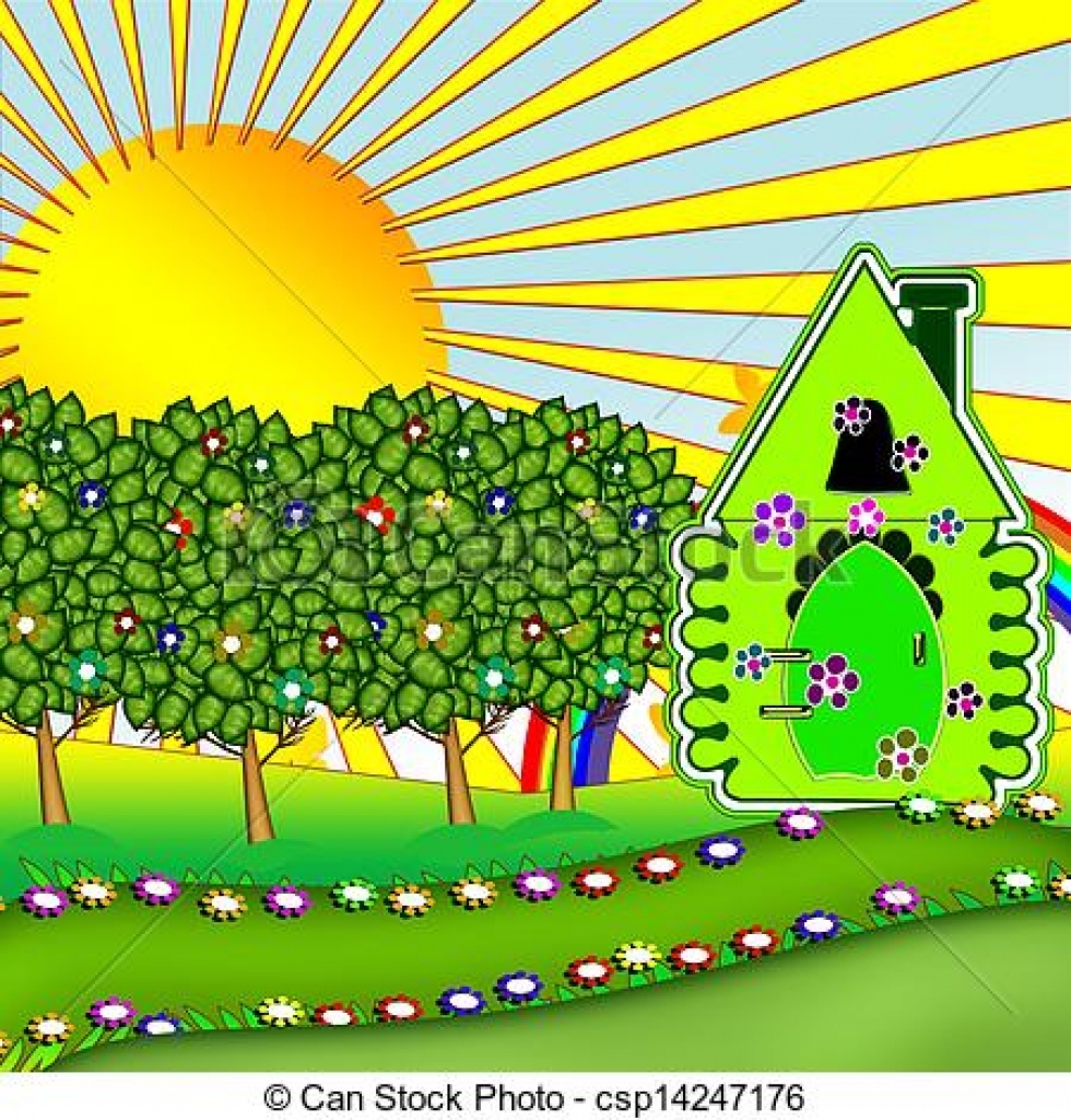 House with garden clipart.