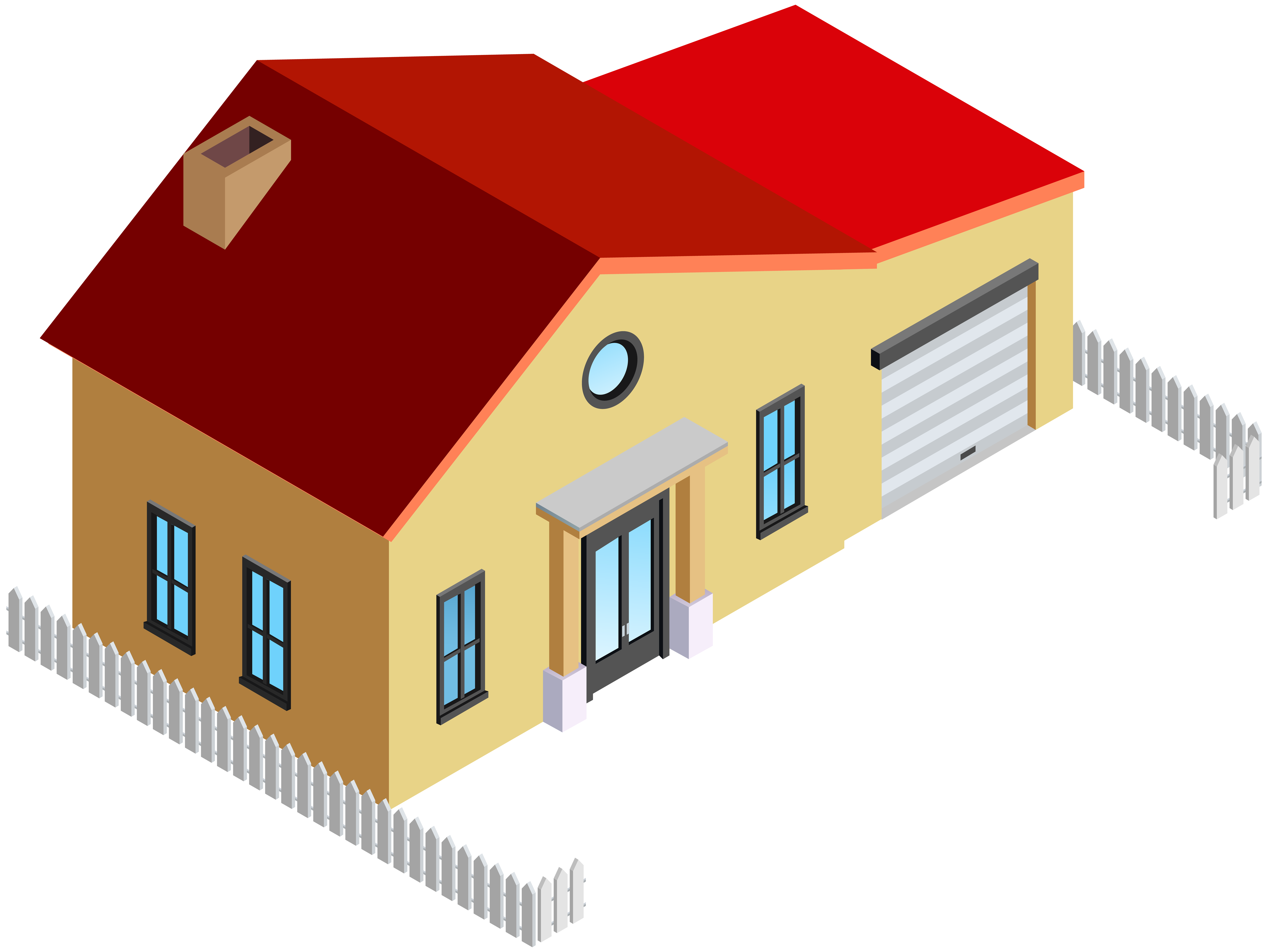 House with Fence PNG Clip Art.