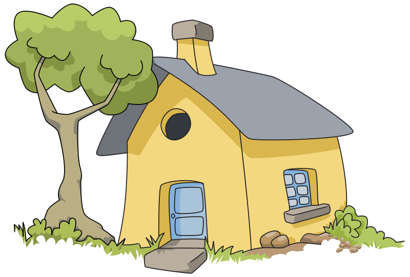 House in woods clipart.