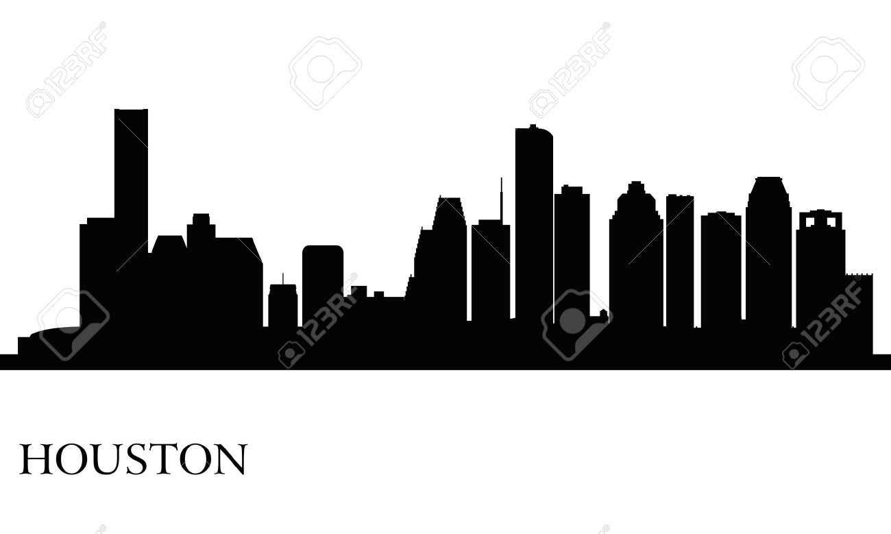 Houston city skyline silhouette background.