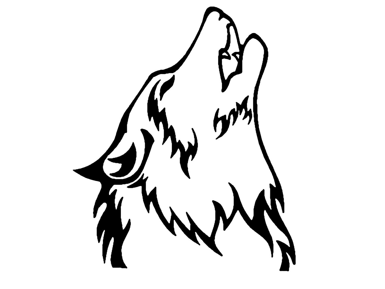 Howing Wolf Black And White Clipart.