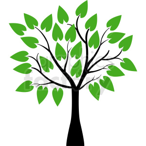 vector tree with huge leaves clipart. Royalty.