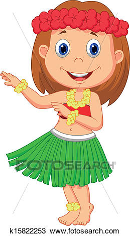 Little Hula Girl cartoon Clipart.