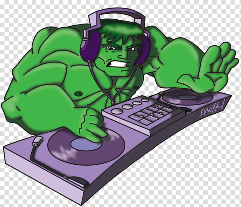 DJ Hulk Smash transparent background PNG clipart.