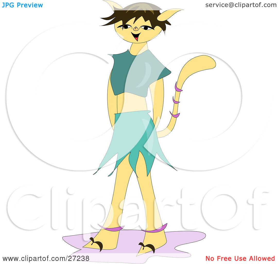 Clipart Illustration of a Friendly Part Cat, Part Human Girl With.