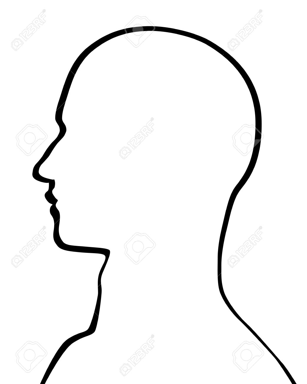 Human Head Silhouette Outline.