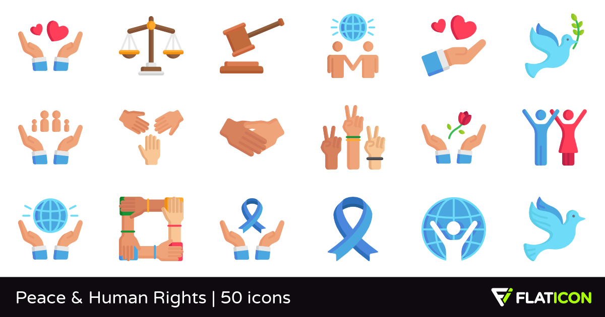 Peace & Human Rights 50 free icons (SVG, EPS, PSD, PNG files).