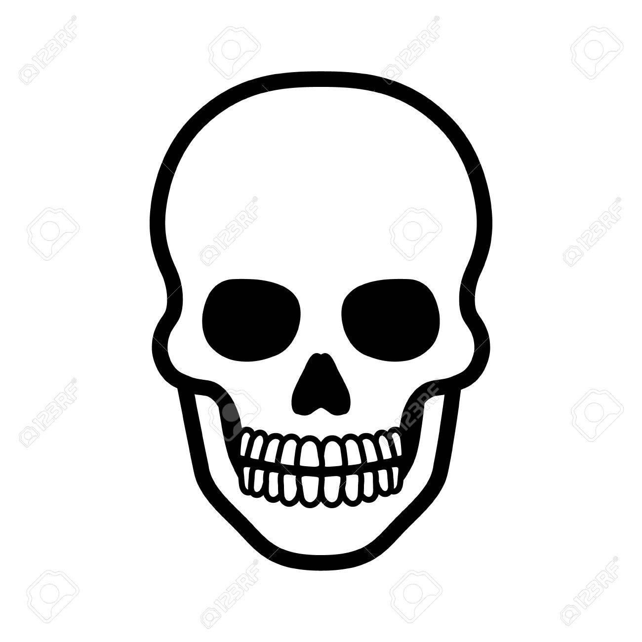 Death skull or human skull line art icon for games and websites.