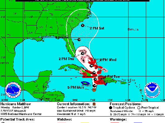Powerful Hurricane Matthew a threat to Haiti, Jamaica, Cuba.