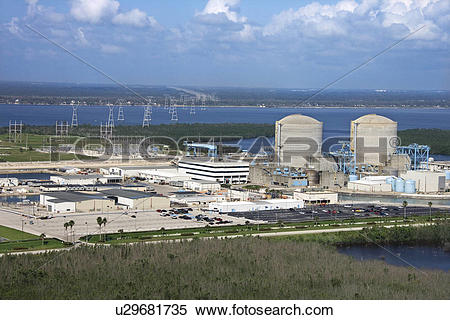 Stock Image of Aerial view of nuclear power plant on Hutchinson.