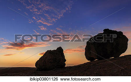 Stock Images of "Silhouettes of two big rocks near Hyden, Western.