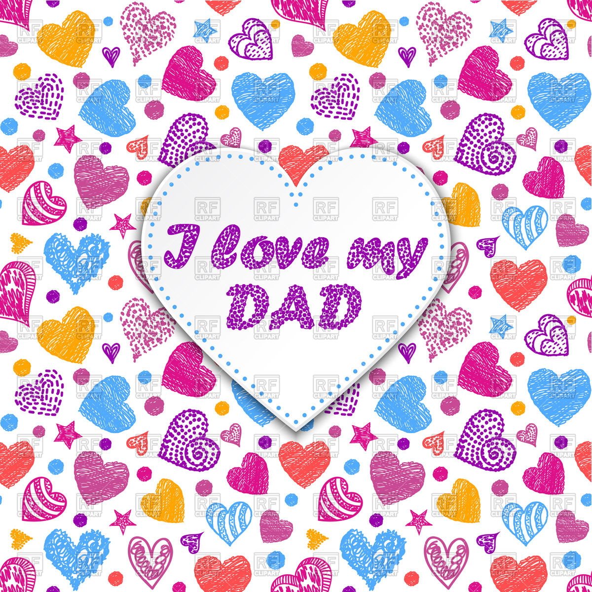 I love dad. Father's day card. Stock Vector Image.