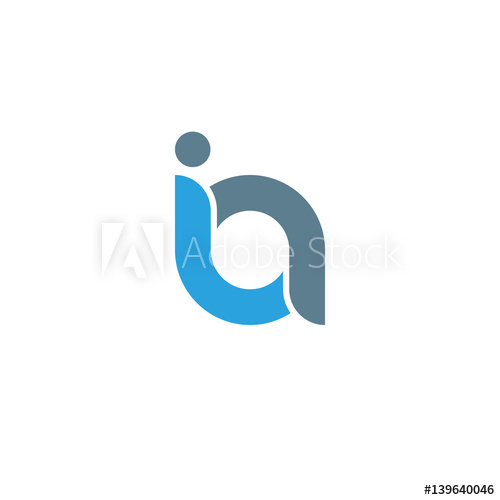 Initial letter ia modern linked circle round lowercase logo.