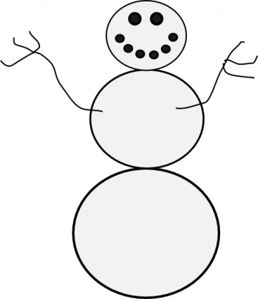 Outline Man Tree Branches White Buttons Ice Winter Snowman Snow.