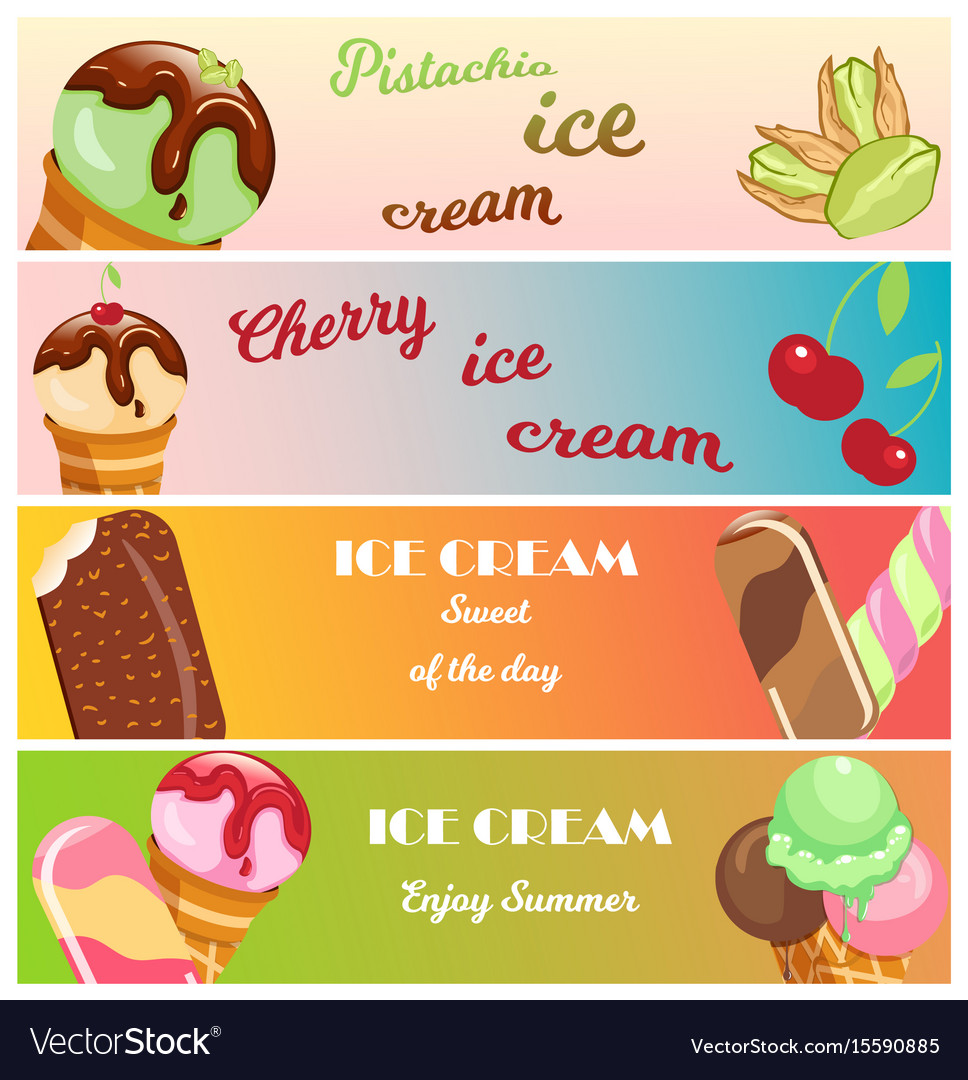 Collection of ice cream banners sweet dessert cold.
