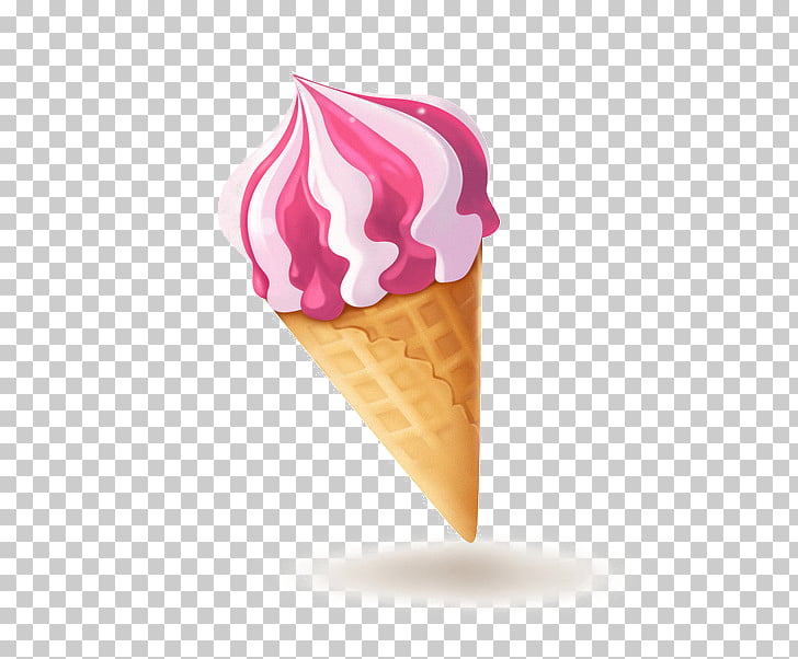 Ice cream cone, Cones, pink and white strawberry ice cream.