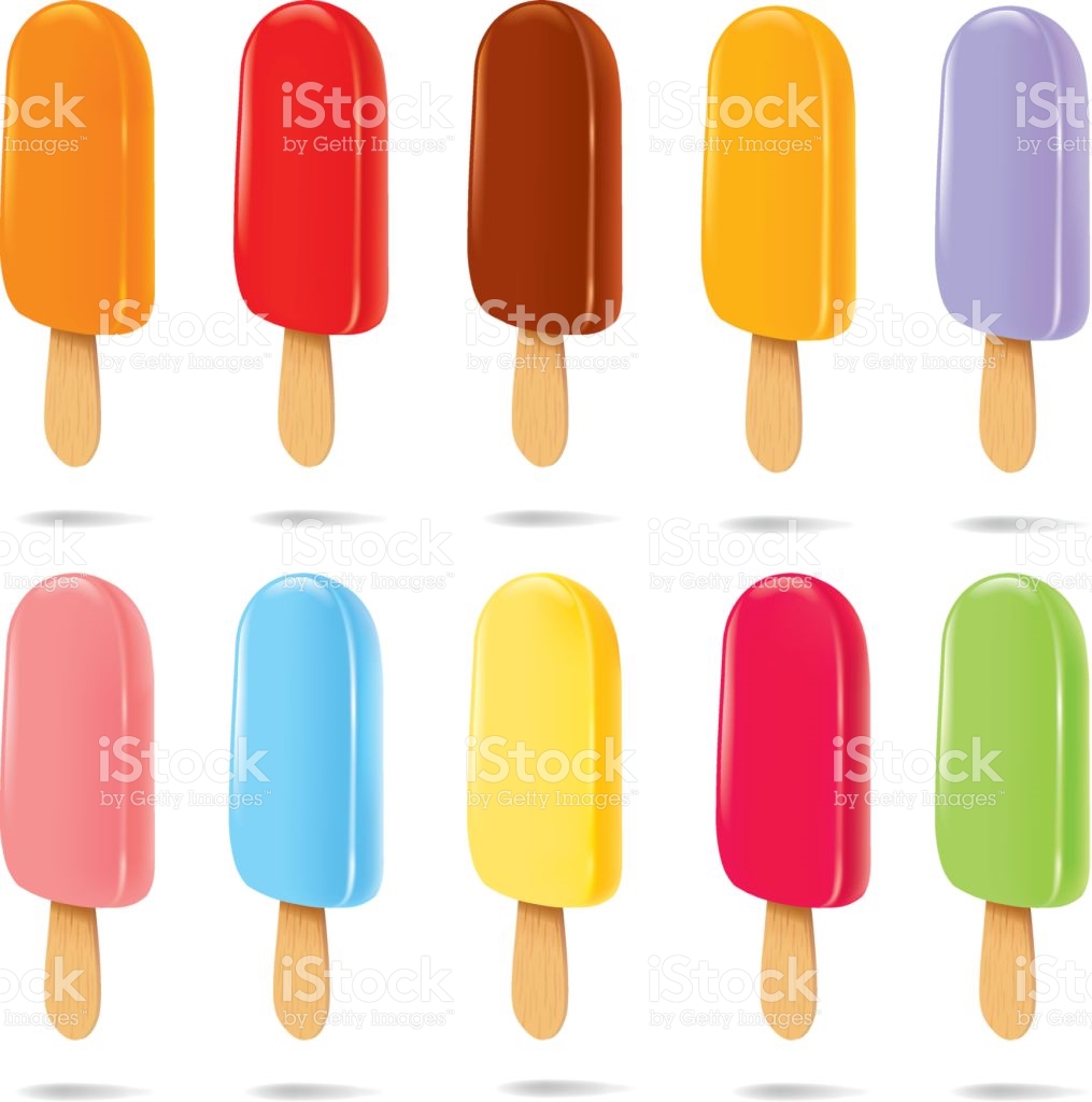 Multicolor Ice Cream Lollipops On Wooden Stick stock vector art.