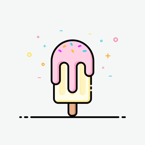 Ice cream strawberry clipart in filled outline style for.