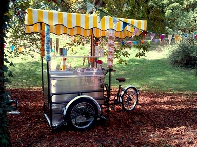 ICE CREAM CART ON BIKE TRICYCLE FOR YOUR ICE CREAM IN STREET.