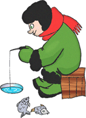 Funny Ice Fishing Clipart.