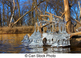 Stock Image of Beautiful Ice Formations Illinois.